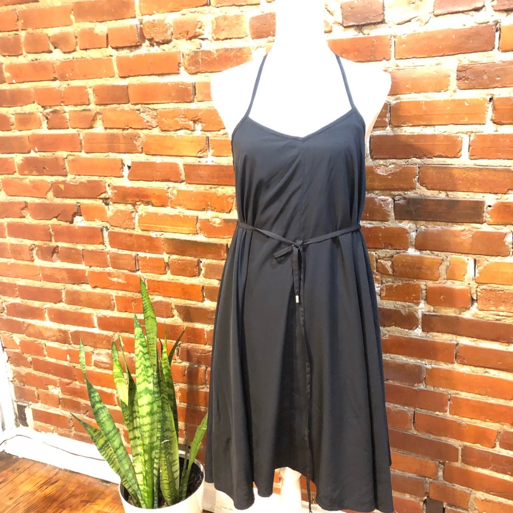 Black Motherhood maternity halter swing dress